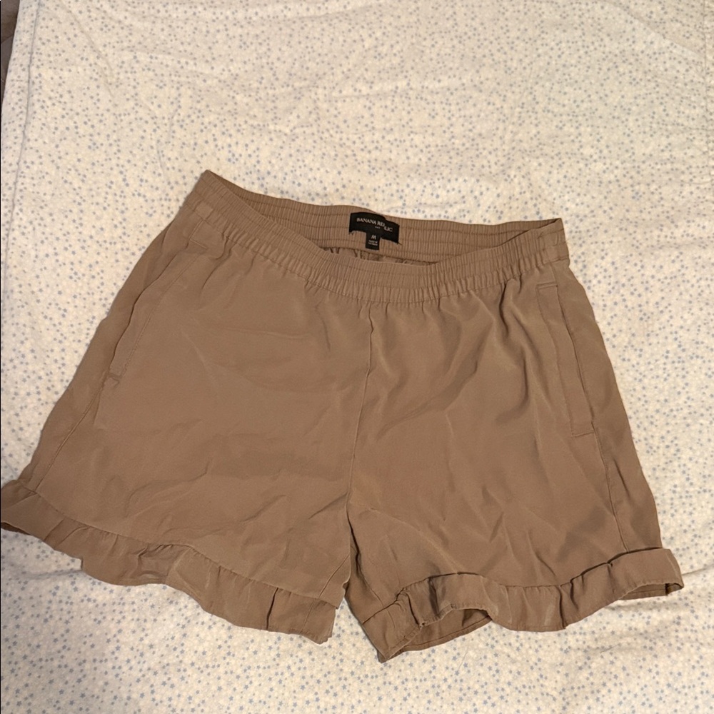 Banana Republic Tan High Waist Ruffled Shorts